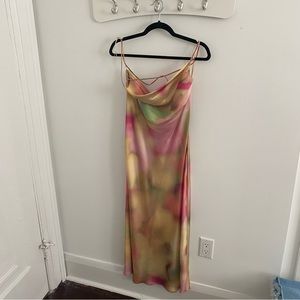 Zara Maxi Tie Dye Satin Dress